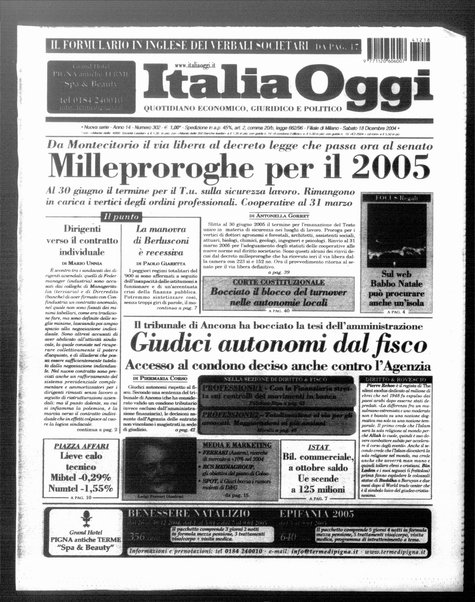 Italia oggi : quotidiano di economia finanza e politica